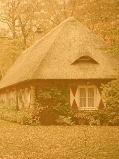 Домик в осеннем лесу обои