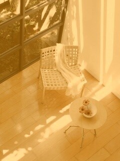 Стул, столик и цветы в комнате обои