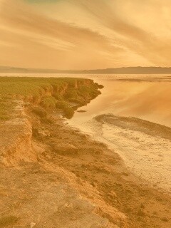 Озеро на закате обои