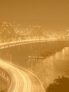 Вид на мост ночью обои