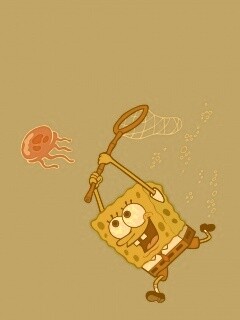 Губка Боб гонится за медузой обои