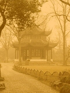 Домик я японском саду обои