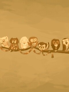 Совы на ветке обои