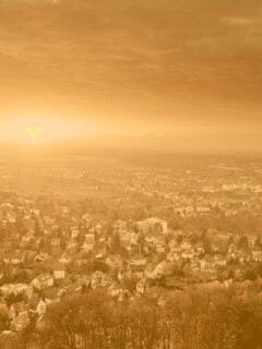 Закат над городом обои