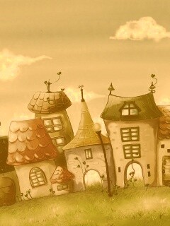 Мультяшный городок обои