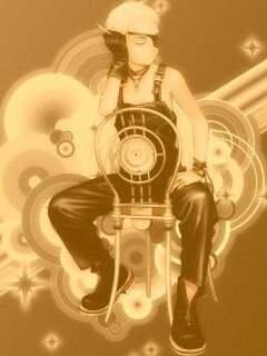 Одноглазый парень на стуле обои