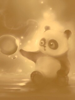 Панда и пузырек обои