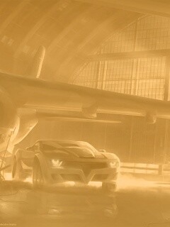 Машины въезжают в ангар обои