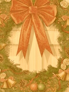 Новогодний венок на двери обои