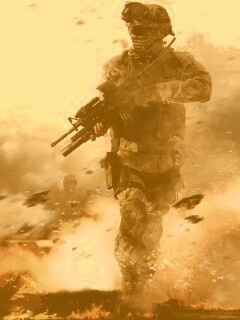 Солдат на фоне огня обои