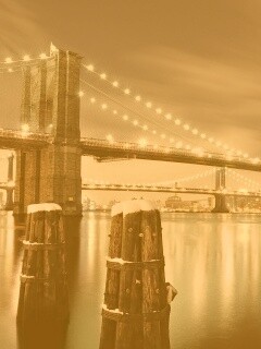 Бруклинский мост зимой HDR обои