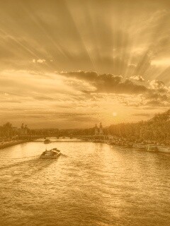 Закат над парижем HDR обои