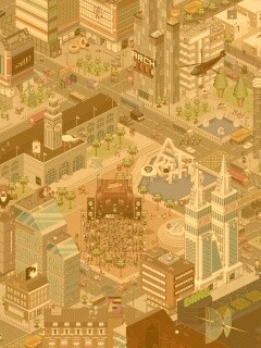 Пиксельный город обои