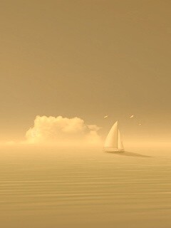 Голубые обои под хорошее настроение с парусником обои