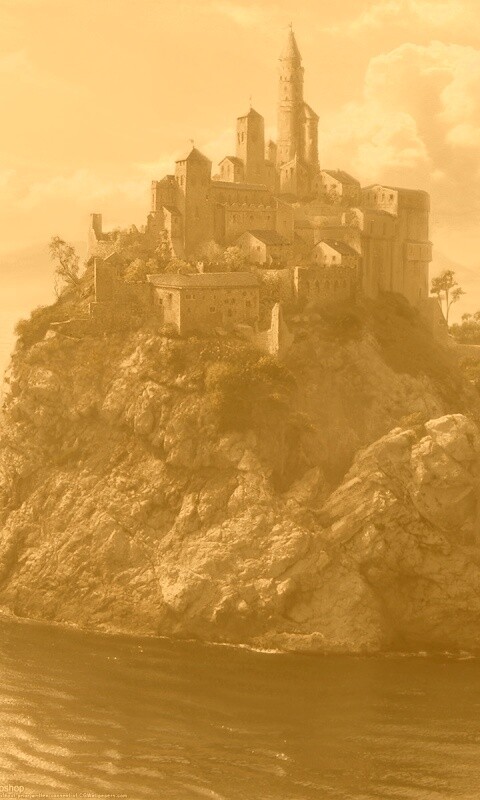 Замок на скале обои