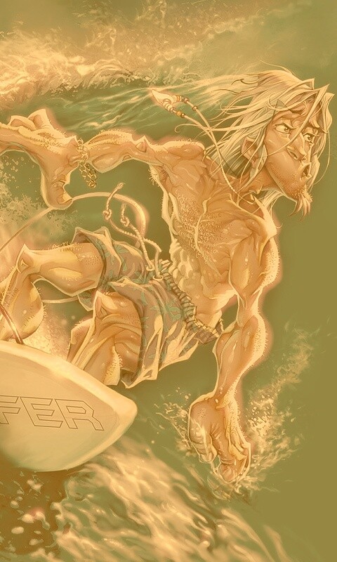 Карикатура на серфера обои