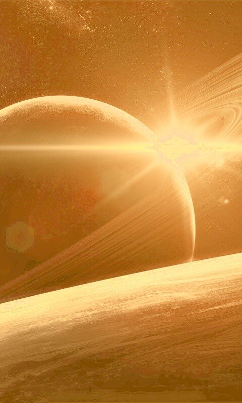 Солнце сквозь кольца Сатурна обои