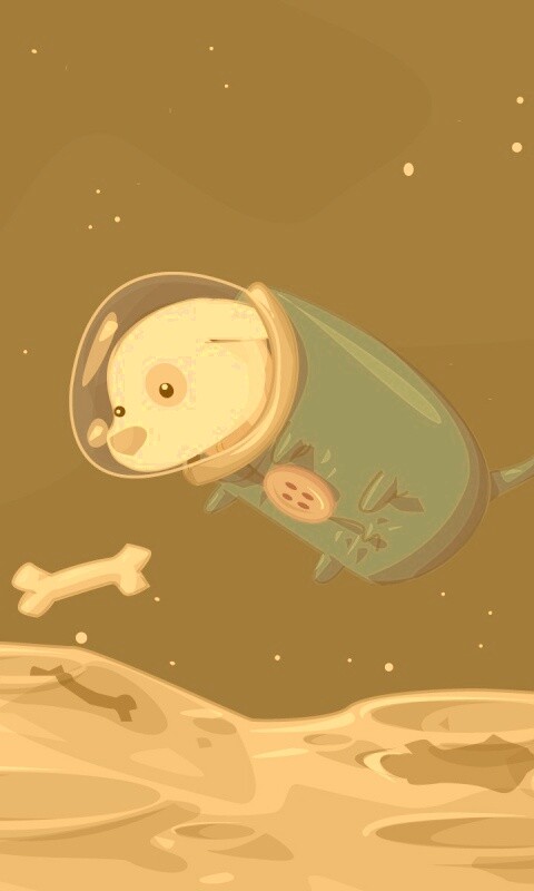 Собачка на луне обои