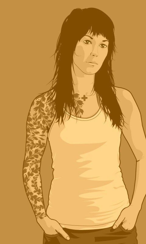 Девушка с татуировкой в виде листвы обои