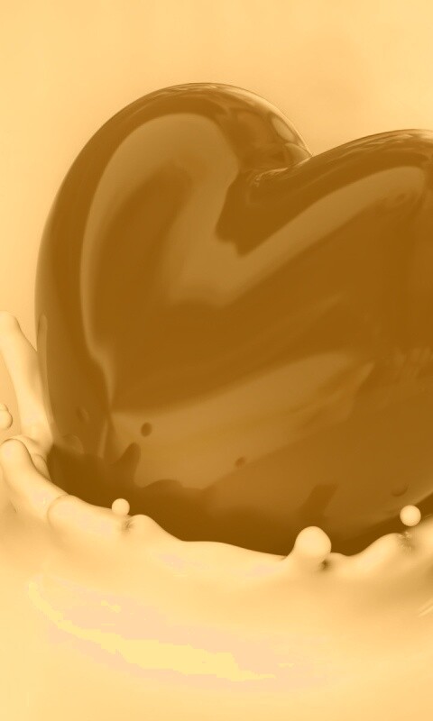 Шоколадное сердце в молоке обои