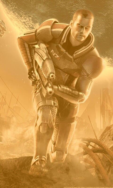 Капитан Шепард на руинах обои