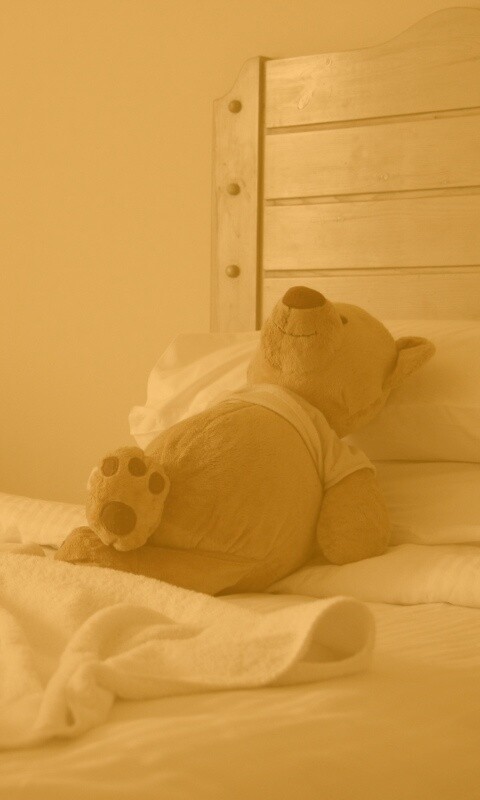 Медвежонок в постели обои