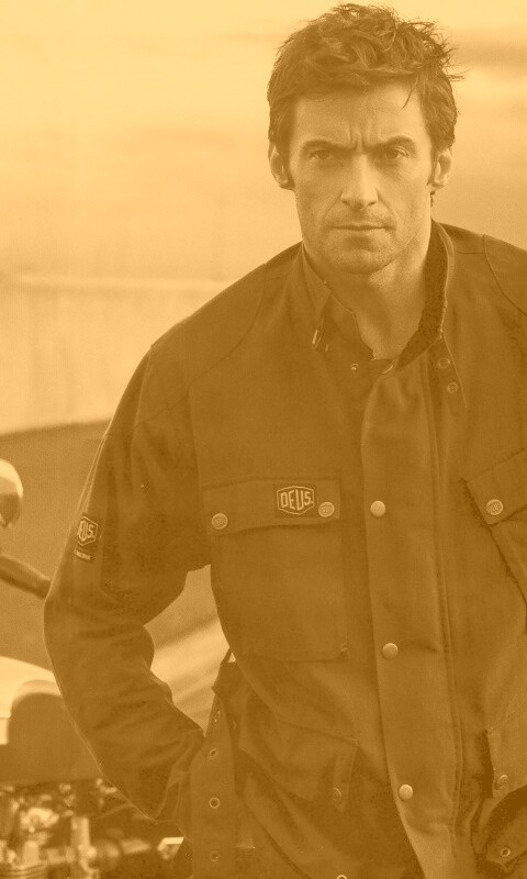 Хью Джекман с мотоциклом обои