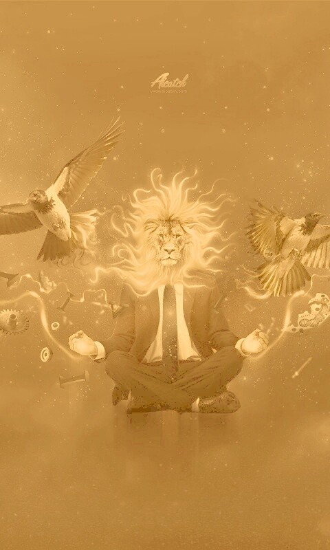 Мужчина с головой льва обои