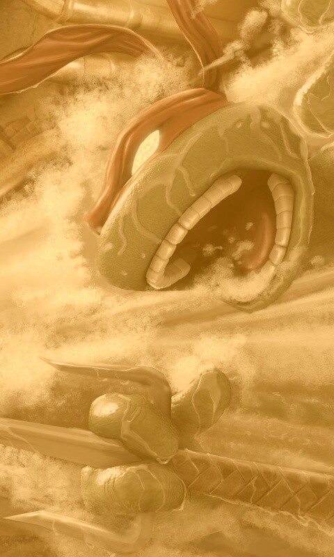 Рафаэля и Леонардо смывает водой обои