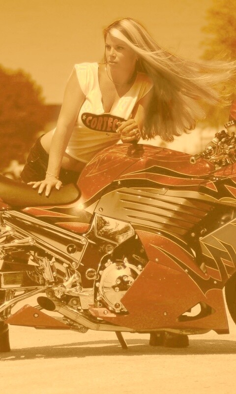 Девушка и байк обои