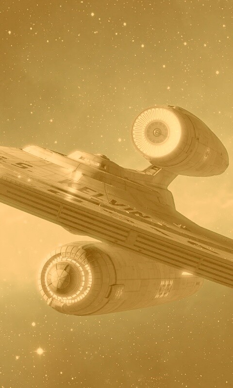 Космический корабль с двумя двигателями обои