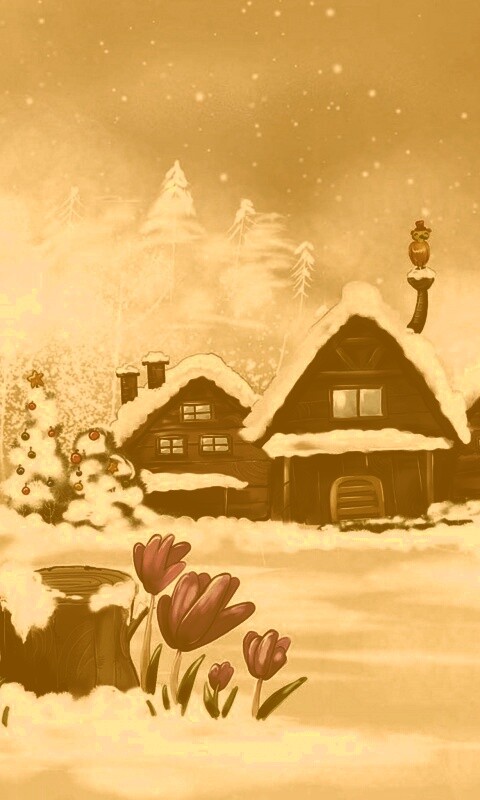 Деревня в новый год обои