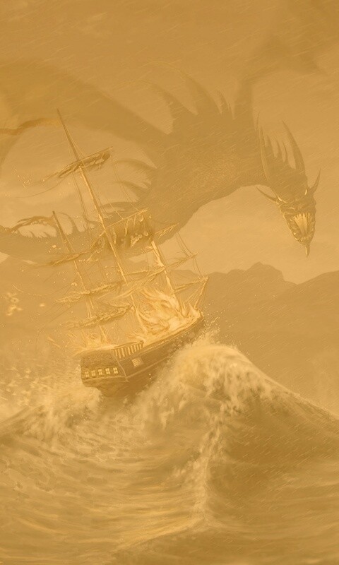 Дракон нападает на корабль обои
