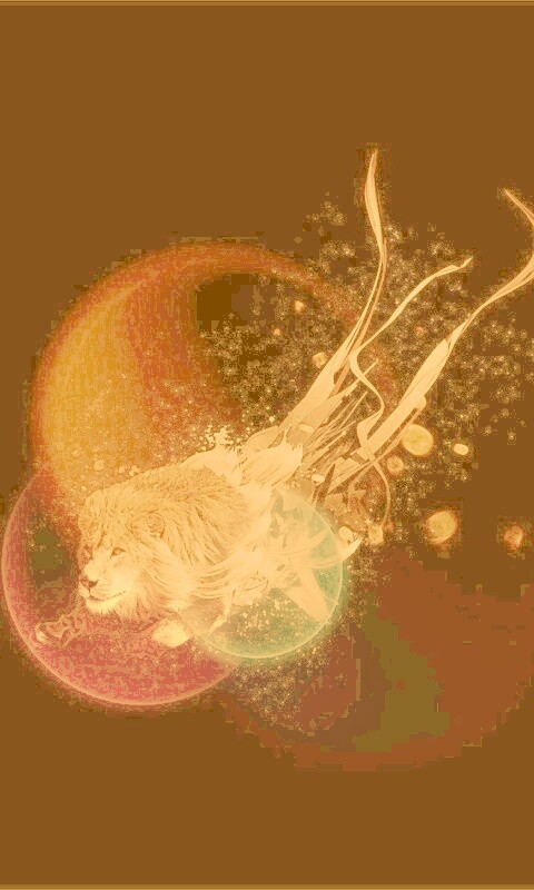 Лев в абстарктой фигне обои