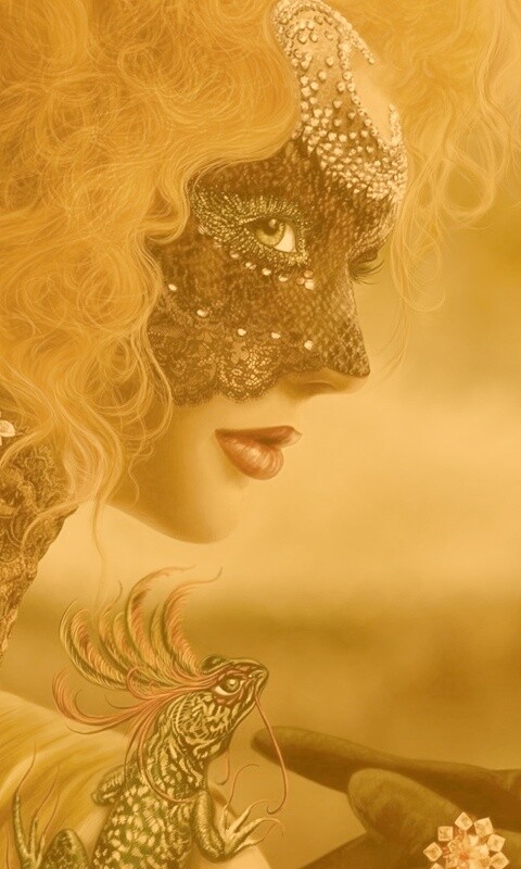 Девушка в карнавальной маске обои