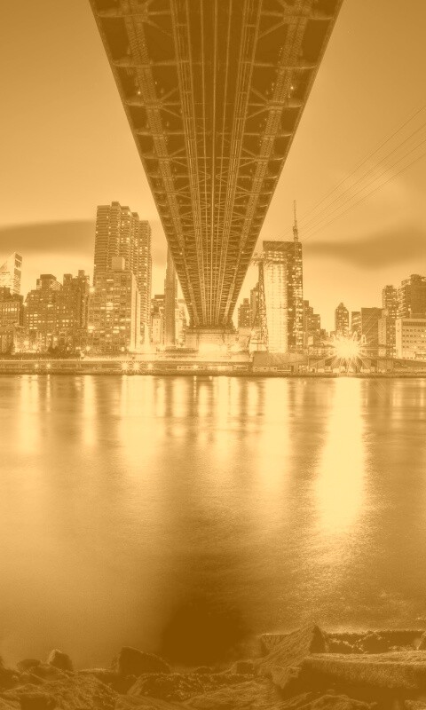 Вид на Остров Рузвельта из-под моста Квиснборо обои