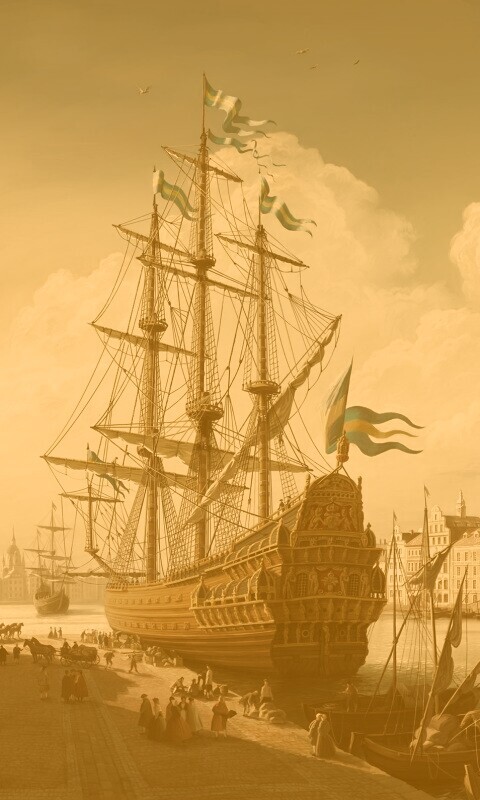 Парусник на набережной обои