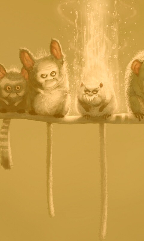 Существа на ветке обои