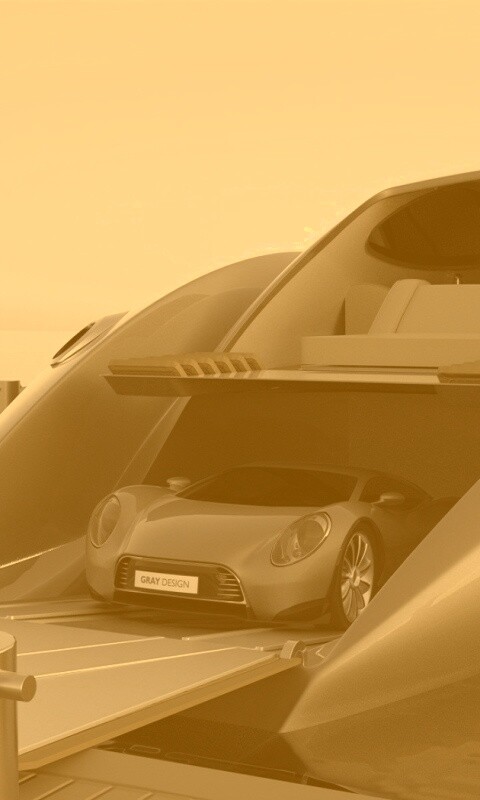 Яхта с автомобилем на борту обои