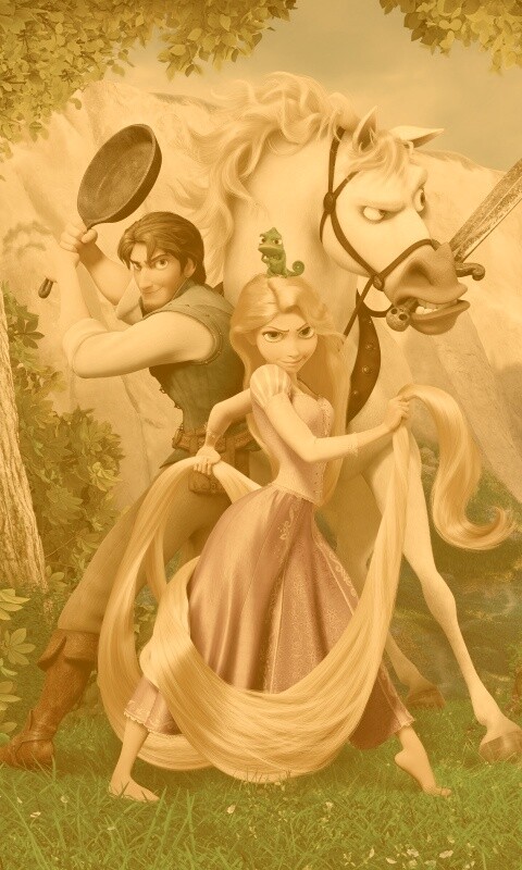 Рапунцель, Флин, Максимус и Паскаль обои