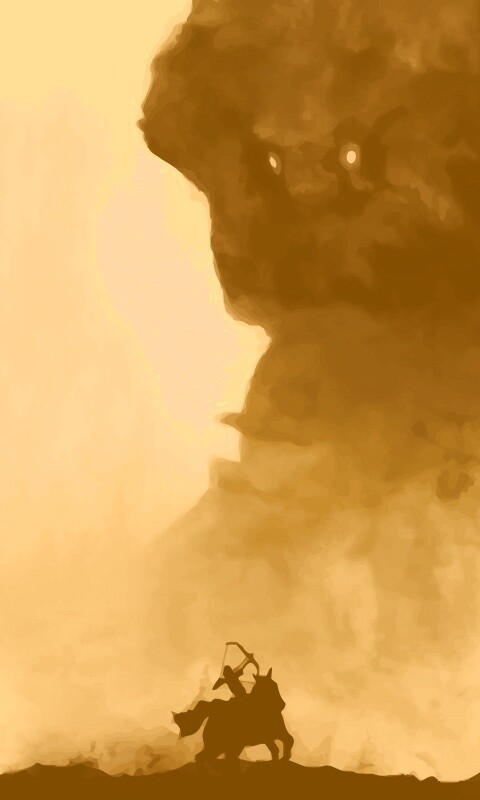 Всадник и огромный голем обои