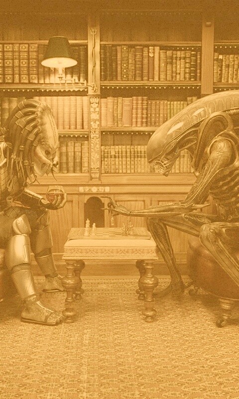 Чужой против хищника в шахматы обои