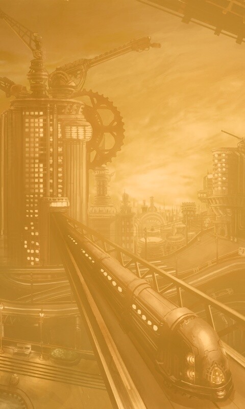 Город из мира стимпанк обои