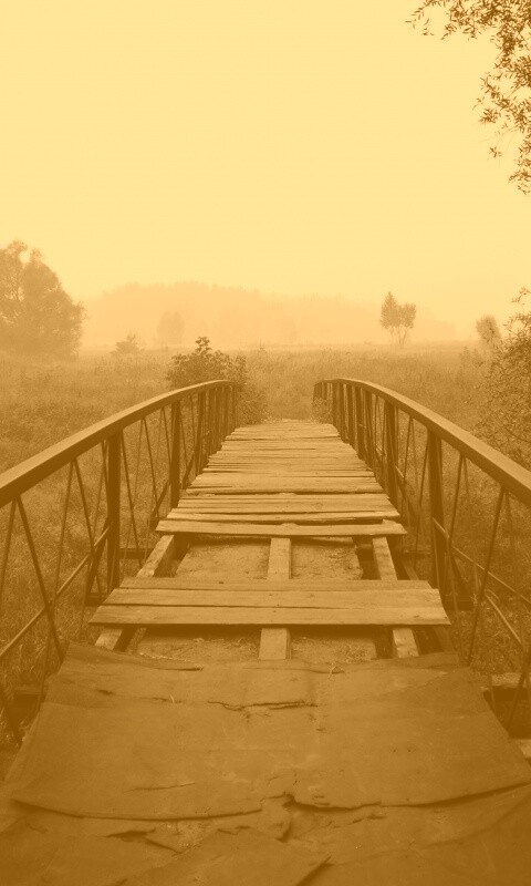 Старый мост на черно-белом фото обои