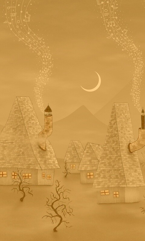 Ночная деревенька обои