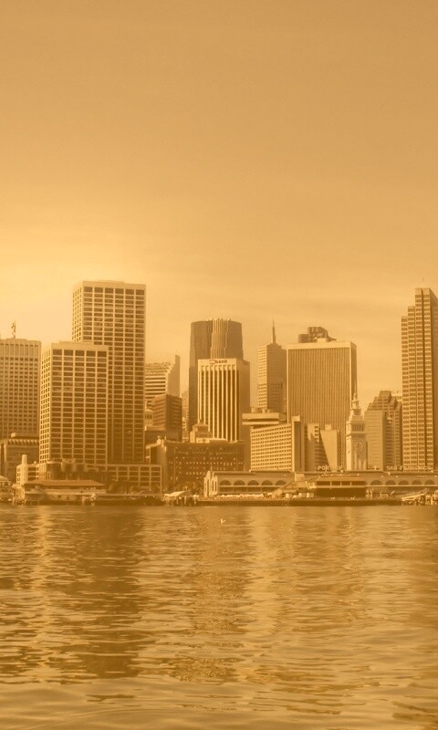 Небоскребы на береговой линии обои