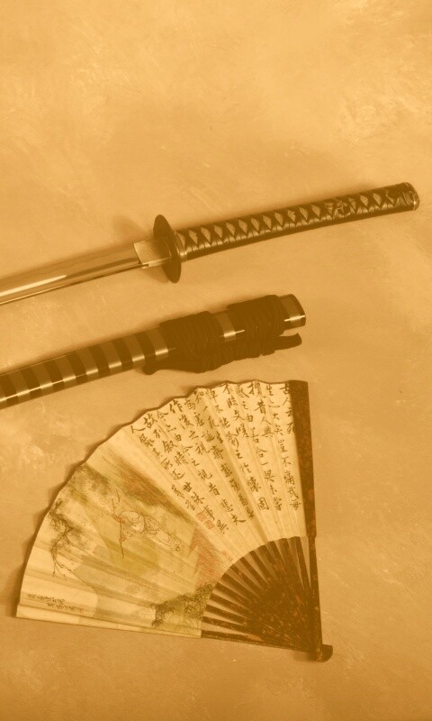 Катана и веер обои