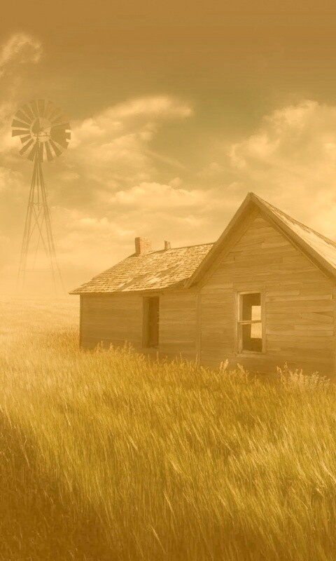 Домик в поле обои