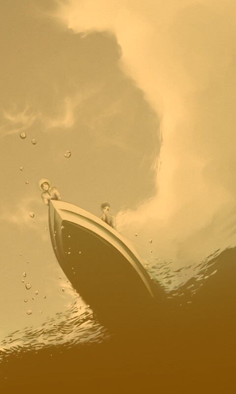 Катер и водная черепаха обои