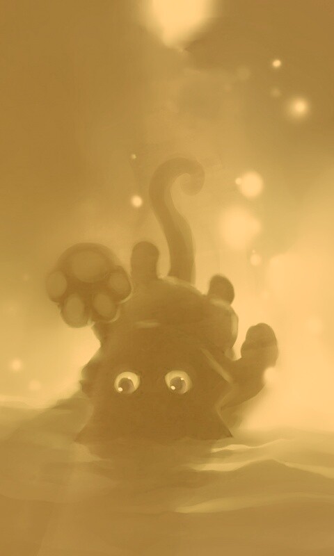 Нарисованный котенок обои